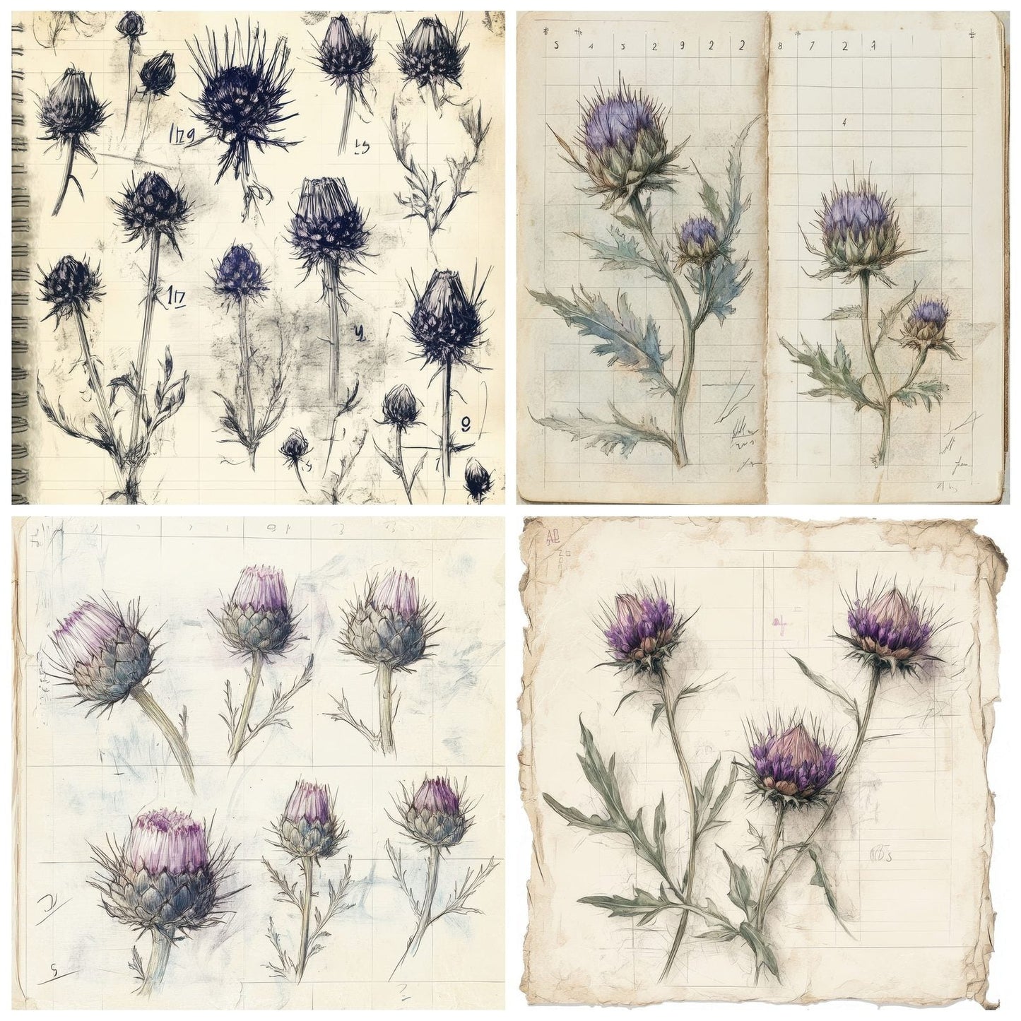 Sketch Thistle Notepad Digital Paper Pack (DDD003684)