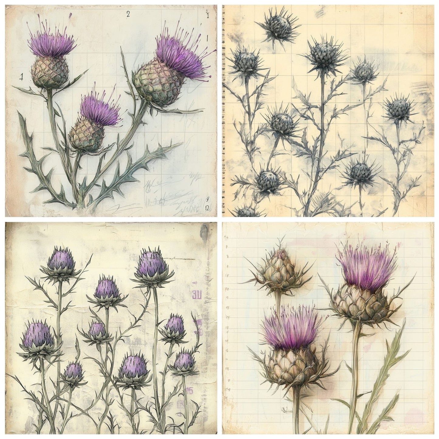Sketch Thistle Notepad Digital Paper Pack (DDD003684)