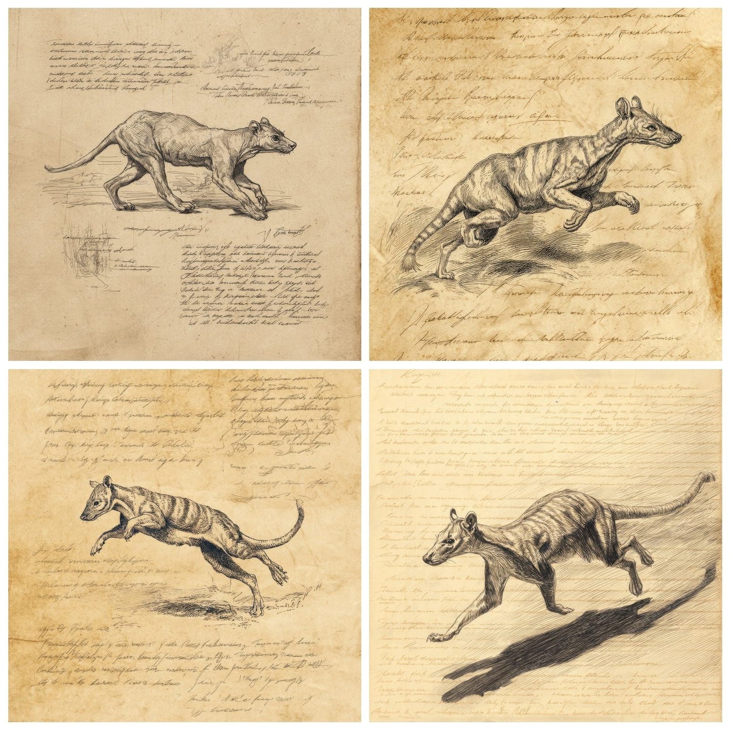 Sketch Thylacine Stride Sheet Digital Paper Pack (DDD003685)
