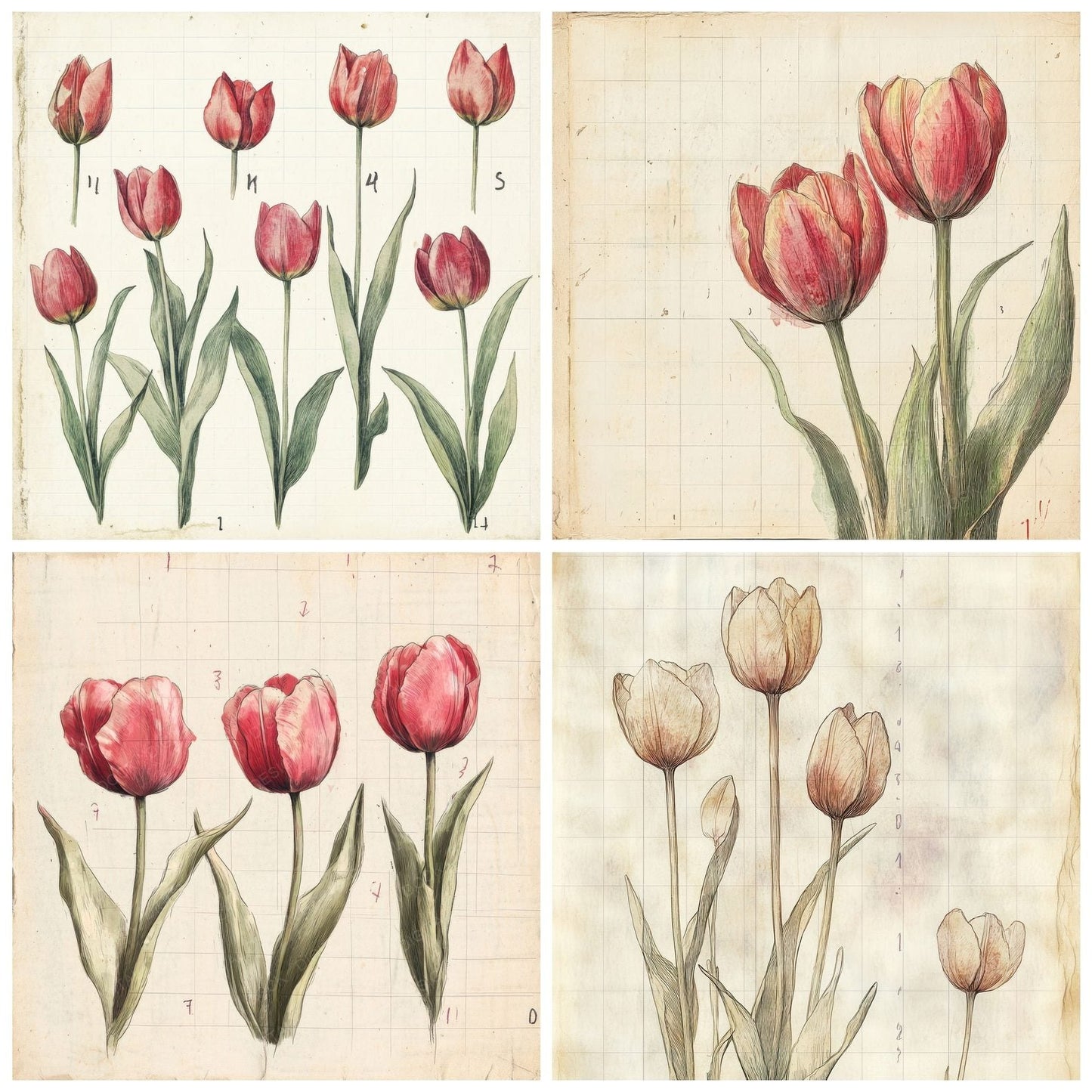 Sketch Tulip Colour Digital Paper Pack (DDD003691)