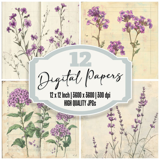 Sketch Verbena Notepad Digital Paper Pack (DDD003694)