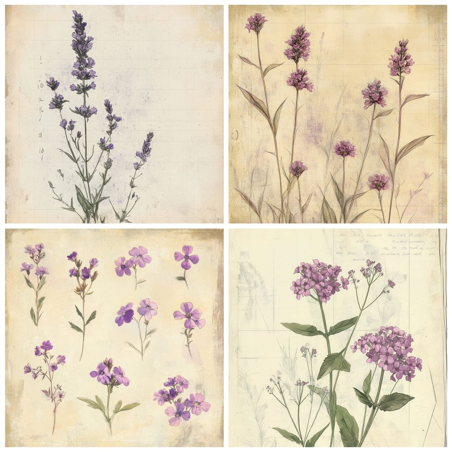 Sketch Verbena Notepad Digital Paper Pack (DDD003694)