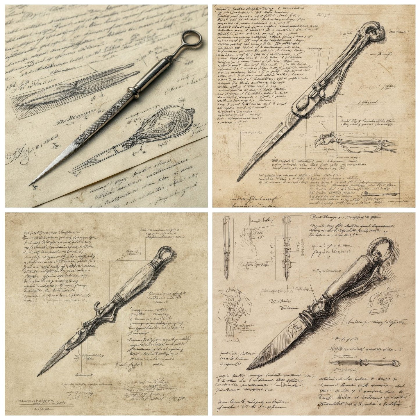 Sketch Vintage Scalpel Bone Digital Paper Pack (DDD003696)