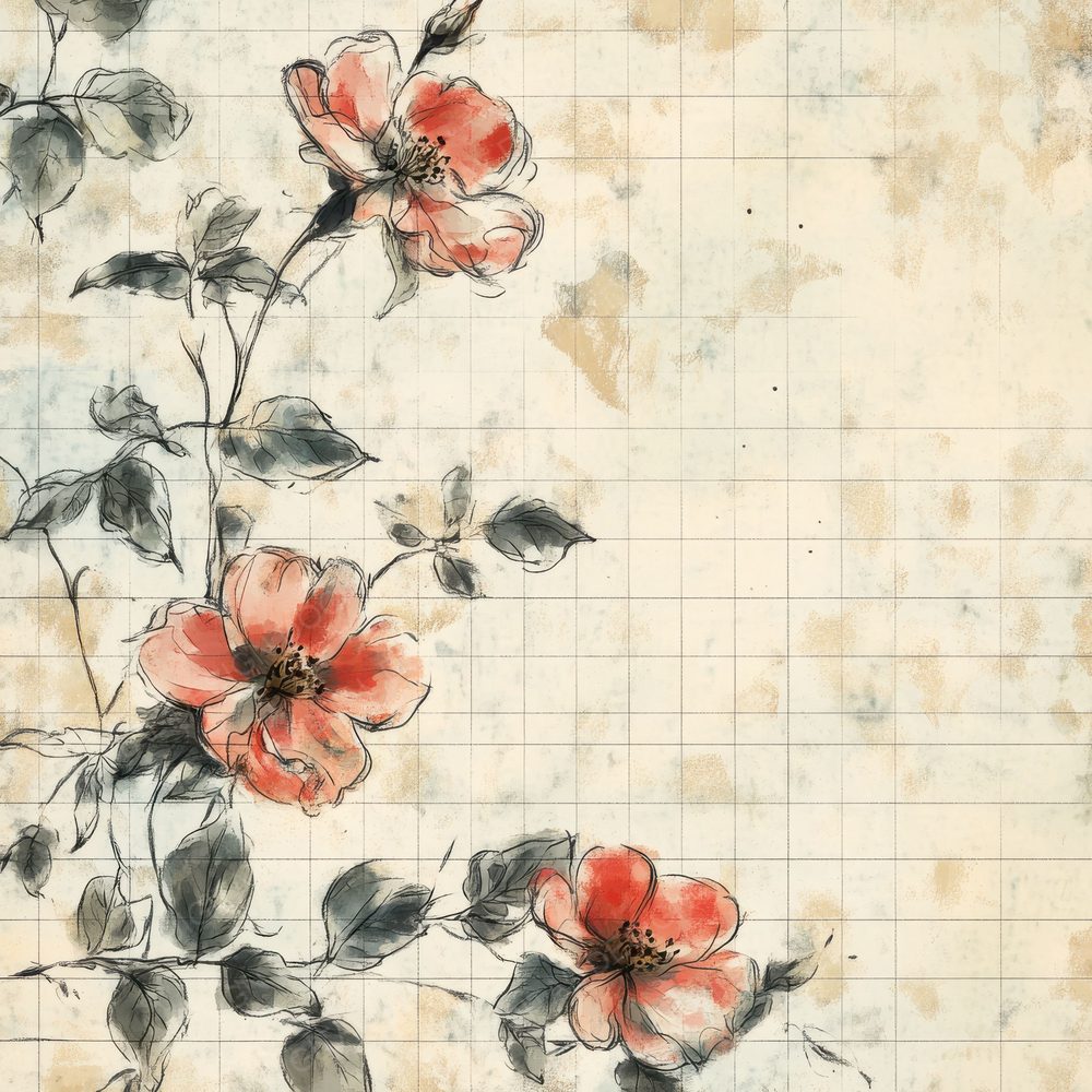 Sketch Wild Rose Notepad Digital Paper Pack (DDD003705)