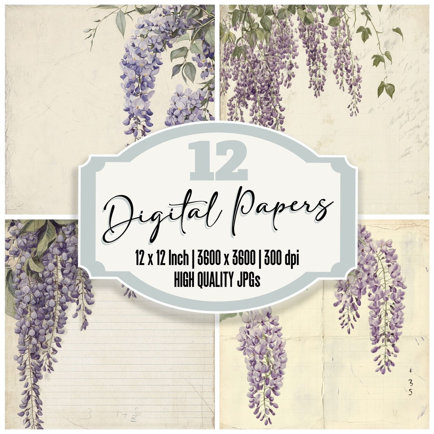 Sketch Wisteria Notepad Digital Paper Pack (DDD003707)