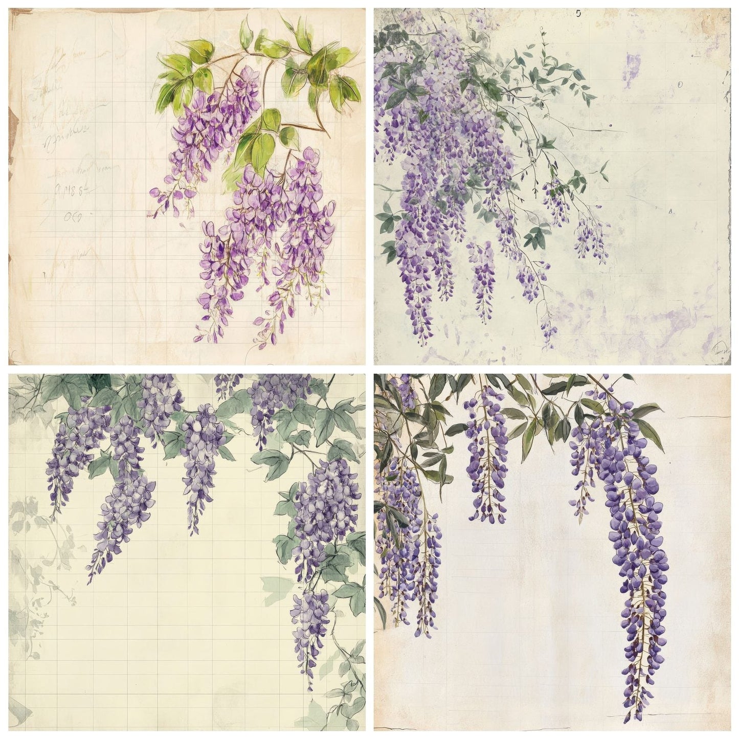 Sketch Wisteria Notepad Digital Paper Pack (DDD003707)