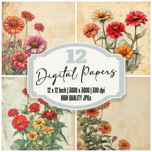 Sketch Zinnia Notepad Digital Paper Pack (DDD003710)