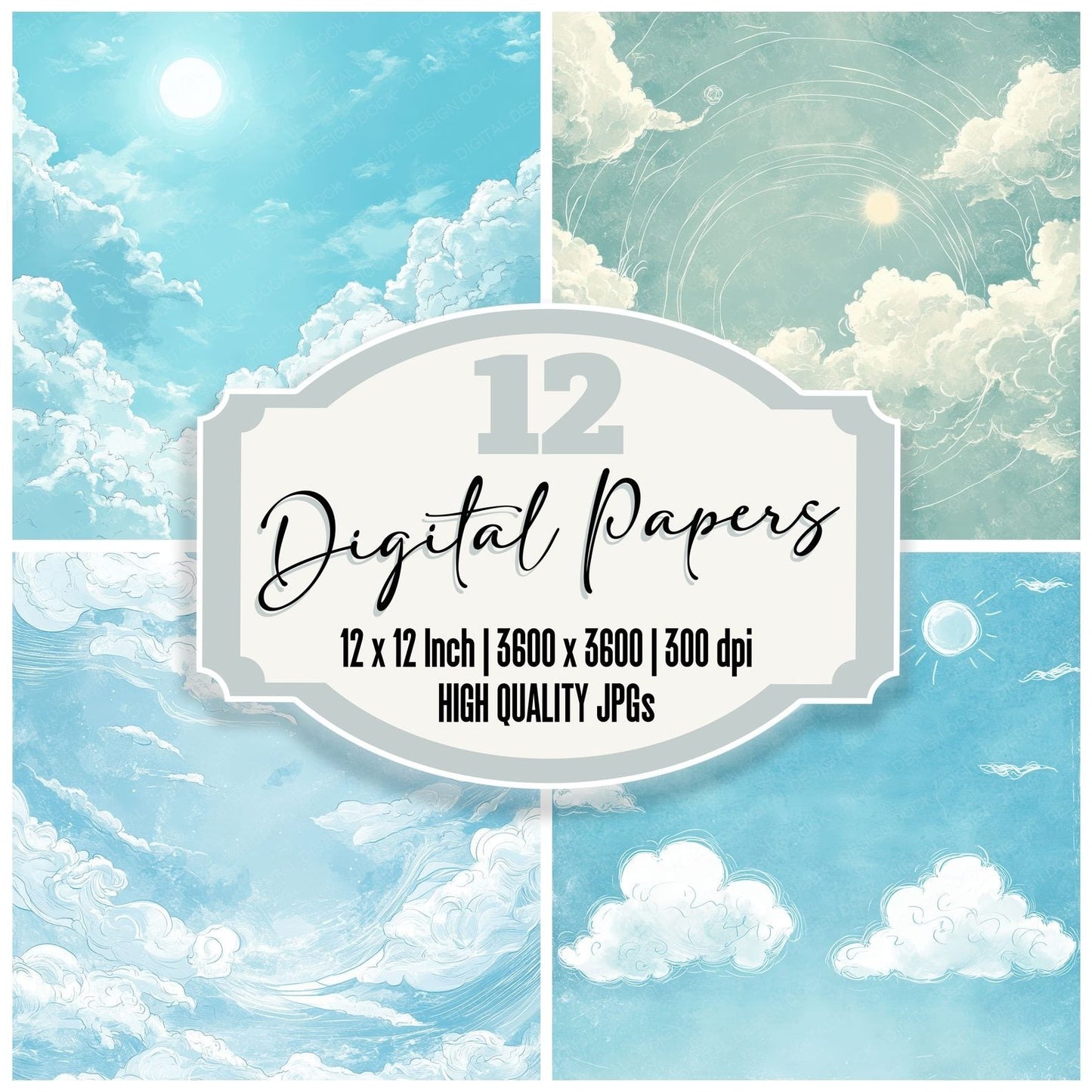 Sketched Sky Light Digital Paper Pack (DDD003711)