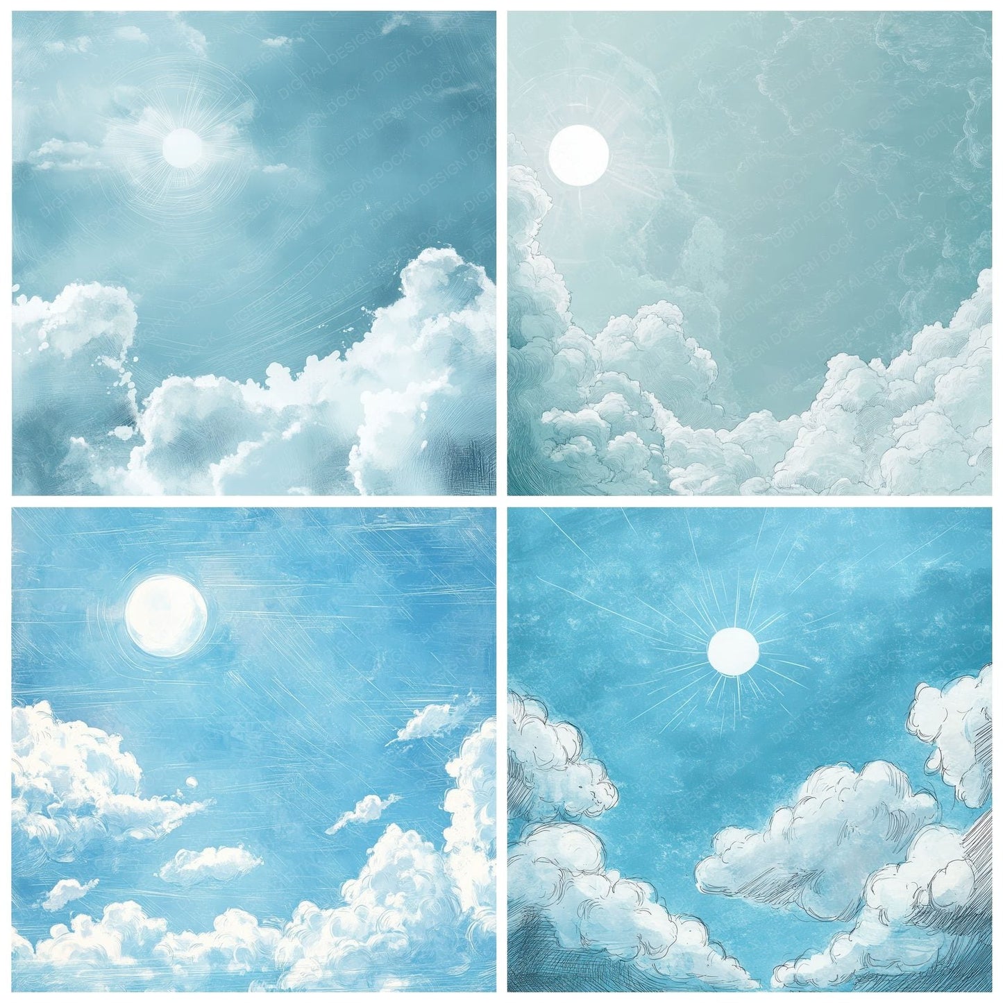 Sketched Sky Light Digital Paper Pack (DDD003711)