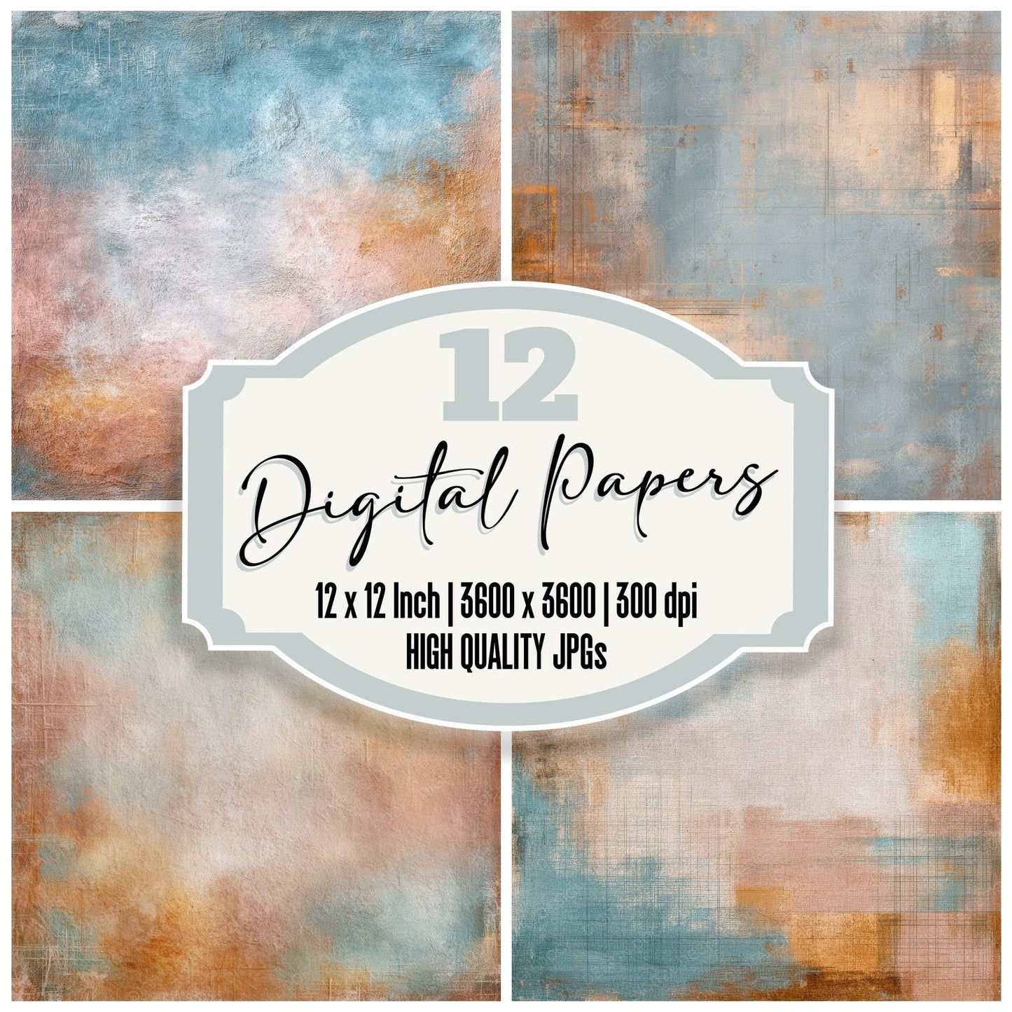 Sky Clay Chalk Grid Digital Paper Pack (DDD003715)