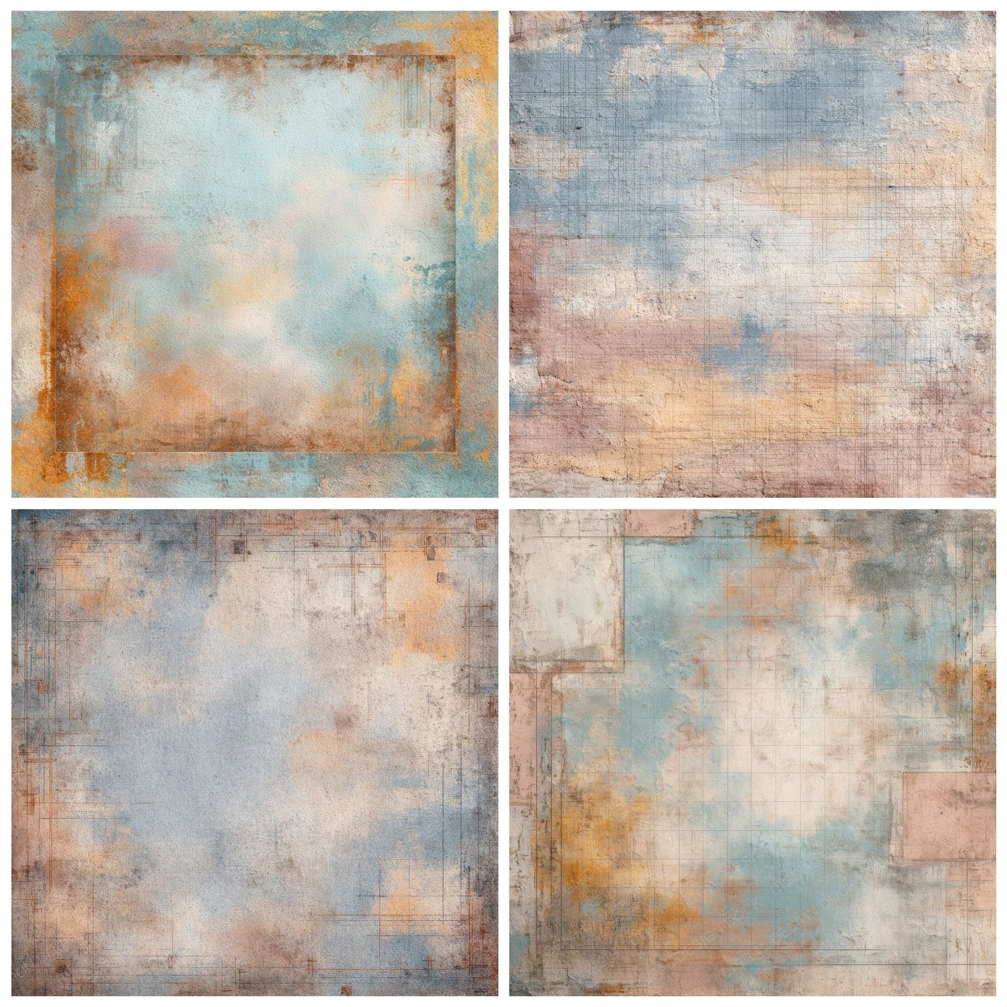 Sky Clay Chalk Grid Digital Paper Pack (DDD003715)