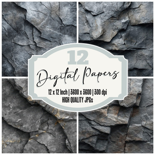 Slate Grey Fracture Mineral Digital Paper Pack (DDD003724)