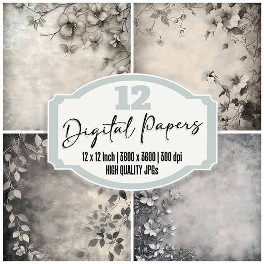 Smoky Chalk Petals Digital Paper Pack (DDD003735)