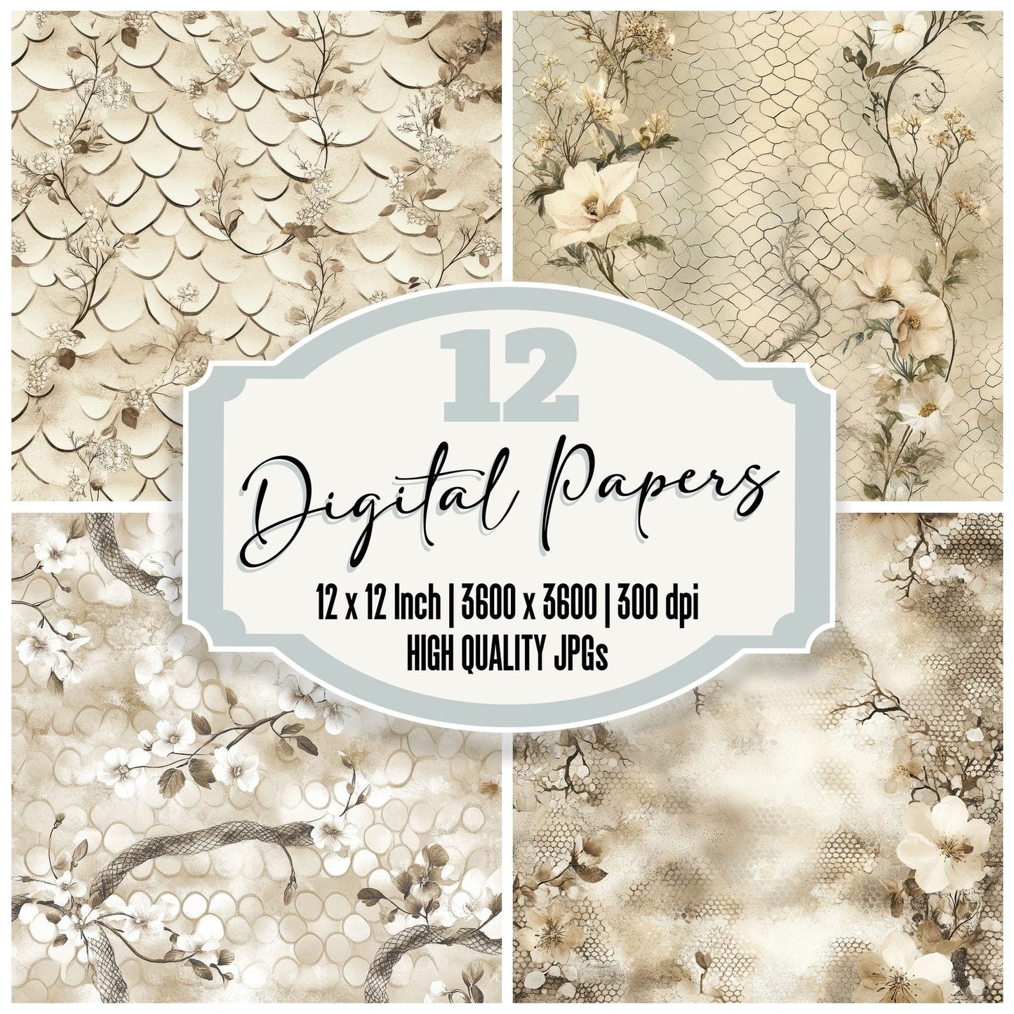 Snake Wildflower Fade Digital Paper Pack (DDD003739)