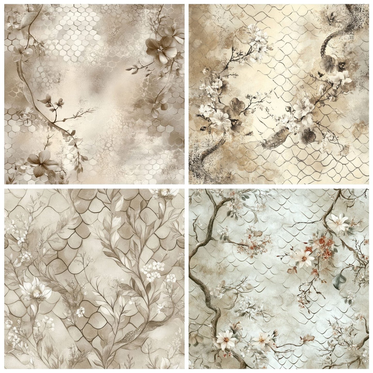 Snake Wildflower Fade Digital Paper Pack (DDD003739)