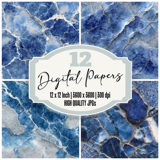 Sodalite Indigo White Crystal Digital Paper Pack (DDD003742)