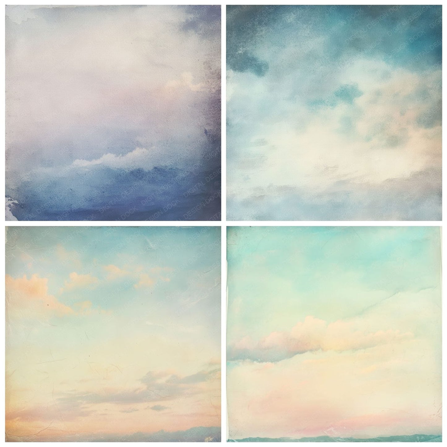Soft Clouded Skies Background Digital Paper Pack (DDD003744)