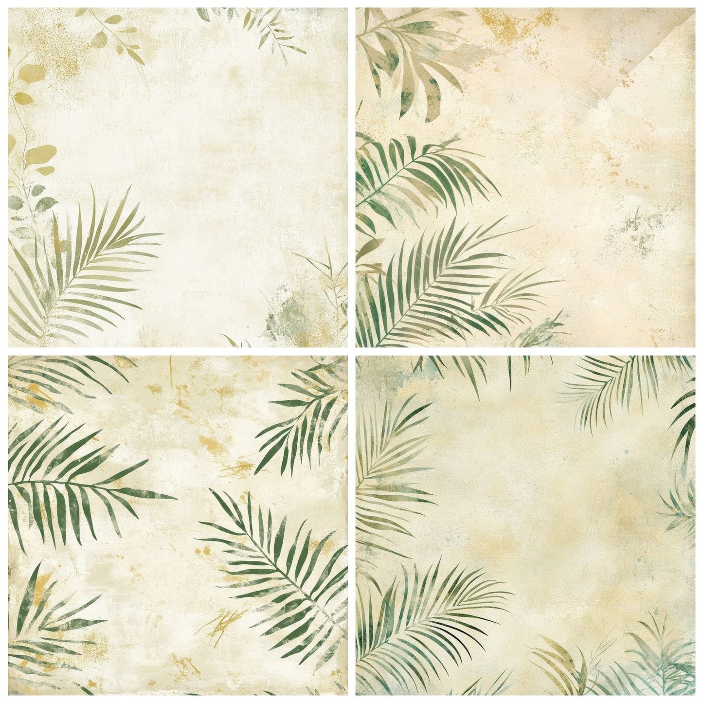 Soft Cream Tropical Palm Leaves Digital Paper Pack (DDD003748)