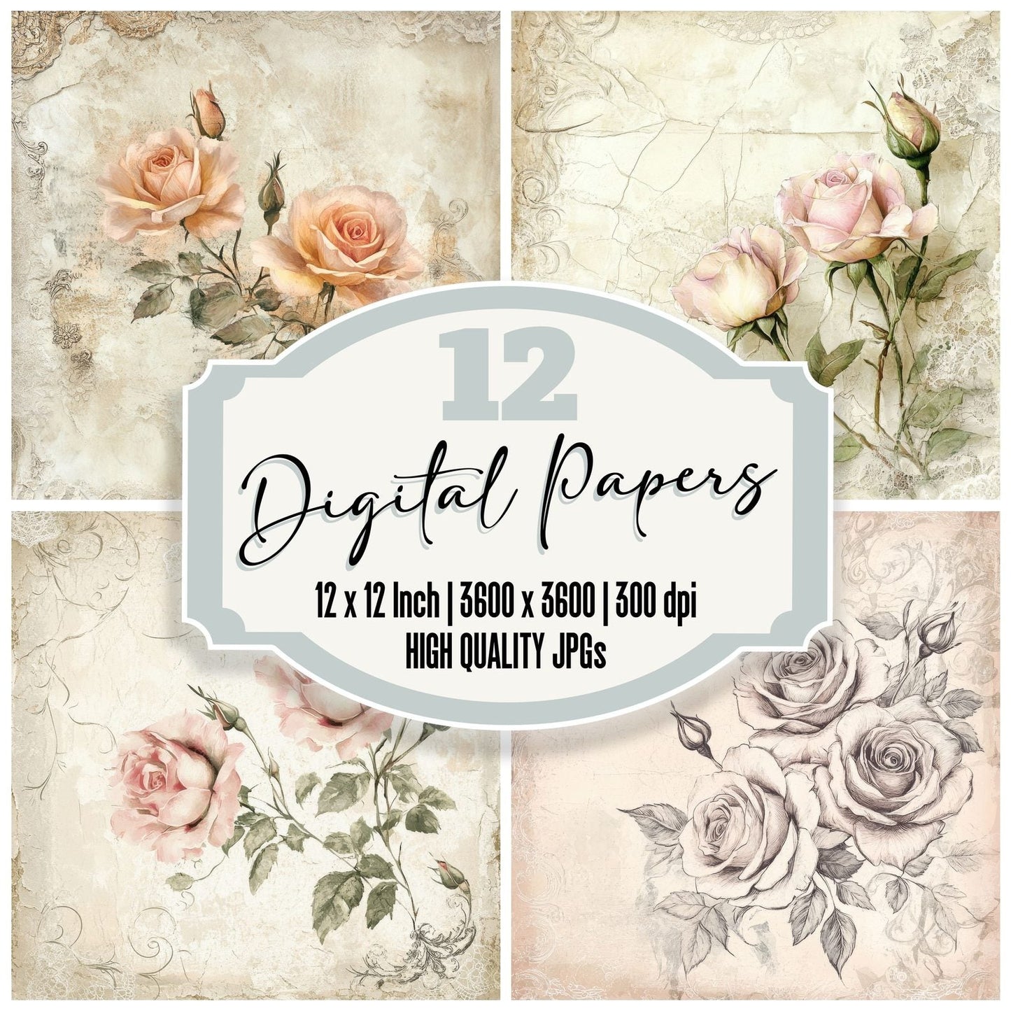 Soft Lace Bloom Digital Paper Pack (DDD003752)