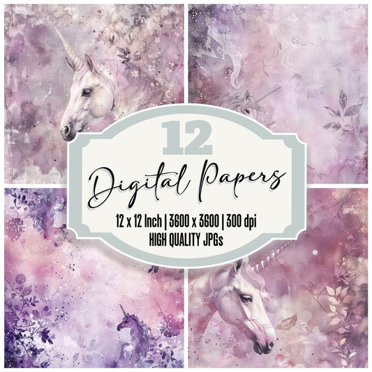 Soft Pastel Unicorn Digital Paper Pack (DDD003758)