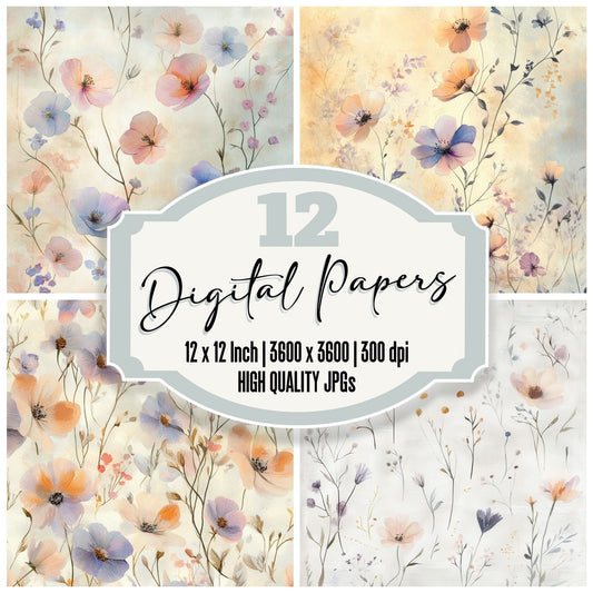 Soft Pastel Wildflower Digital Paper Pack (DDD003759)