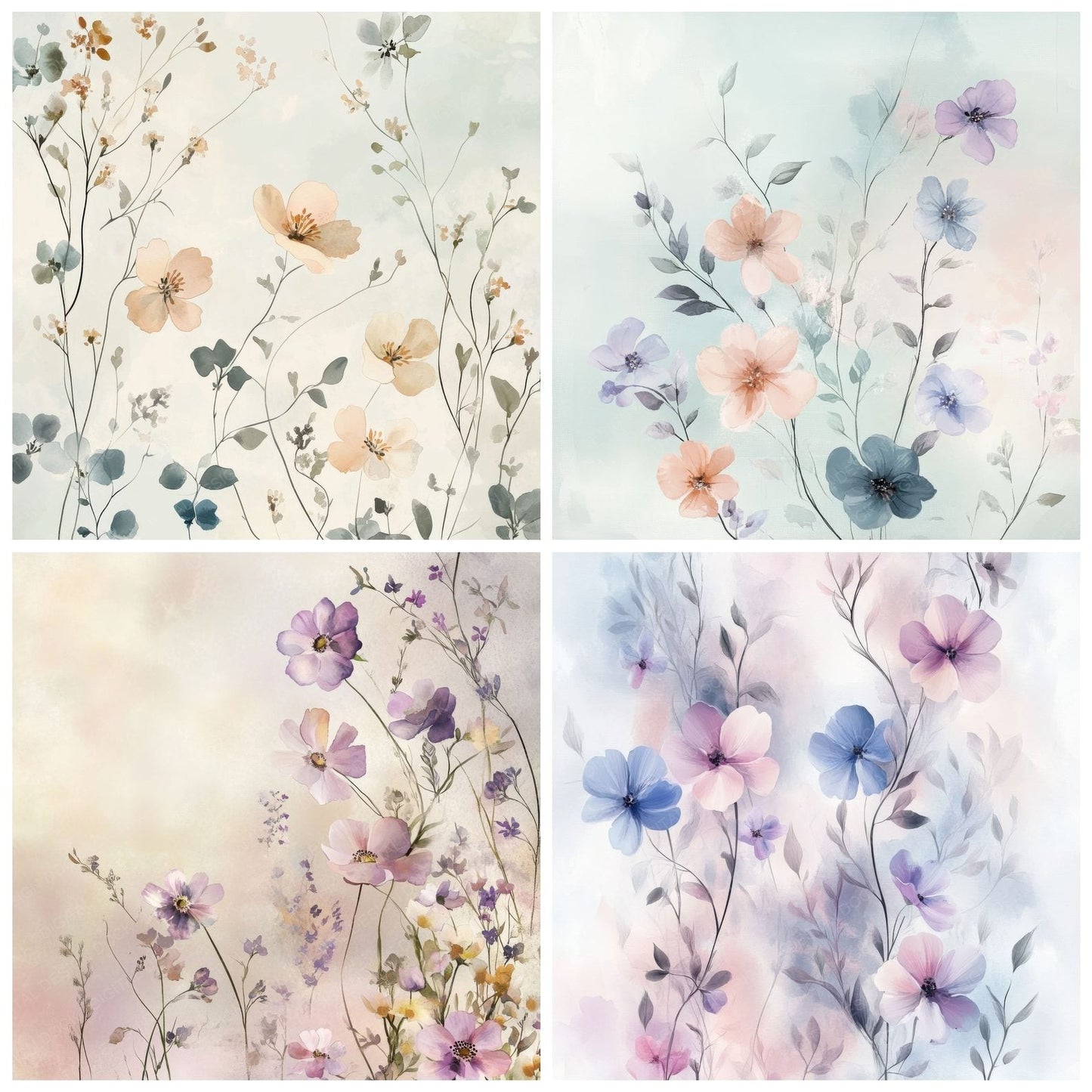 Soft Pastel Wildflower Digital Paper Pack (DDD003759)