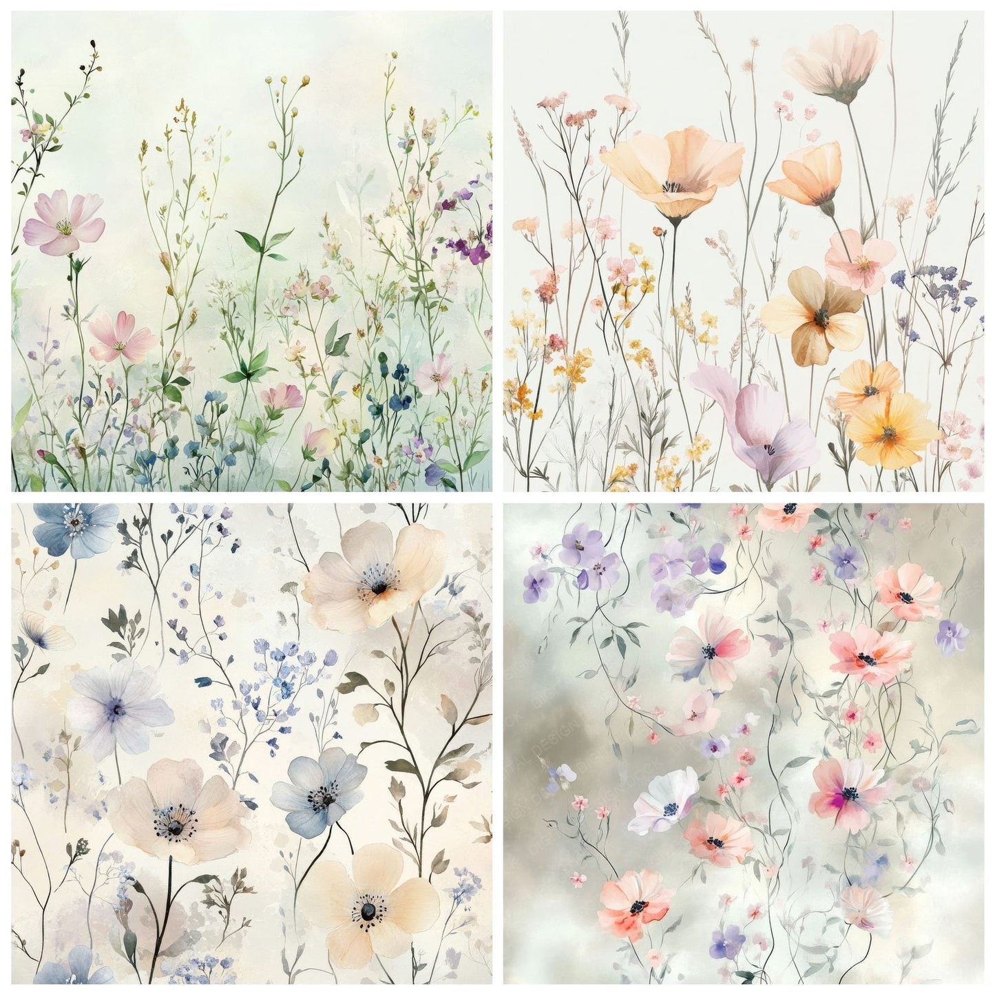 Soft Pastel Wildflower Digital Paper Pack (DDD003759)