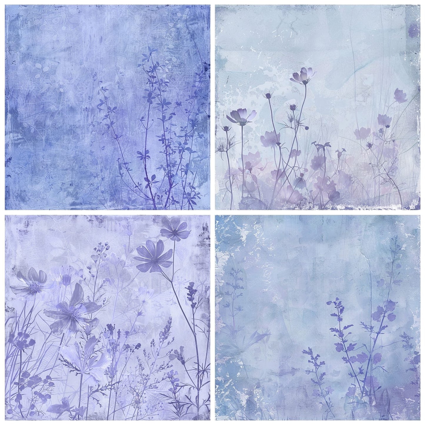 Soft Periwinkle Floral Digital Paper Pack (DDD003760)