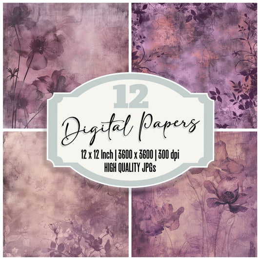 Soft Plum Floral Digital Paper Pack (DDD003761)