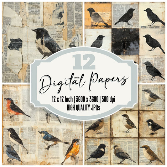 Songbird News Cutouts Digital Paper Pack (DDD003767)
