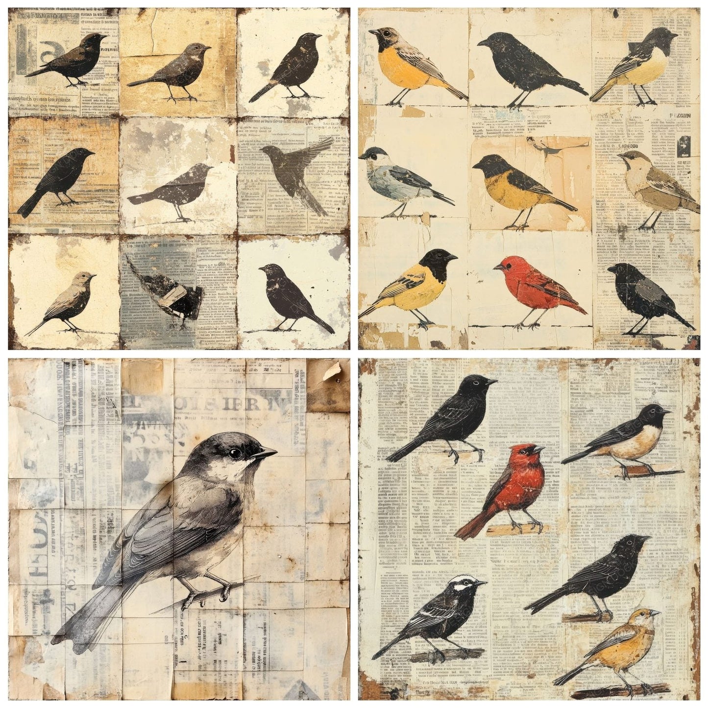 Songbird News Cutouts Digital Paper Pack (DDD003767)