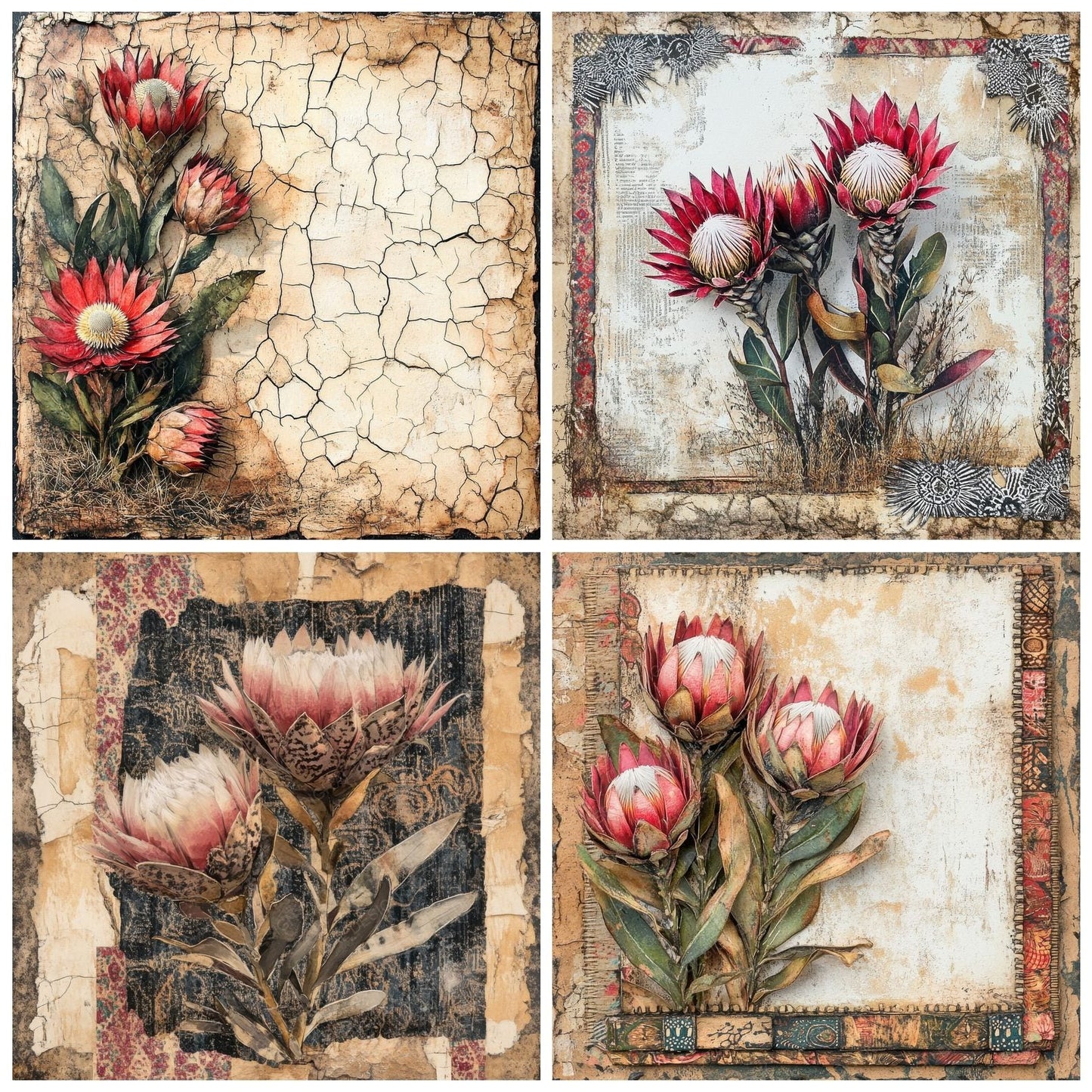 South Africa Protea Mudcloth Digital Paper Pack (DDD003774)