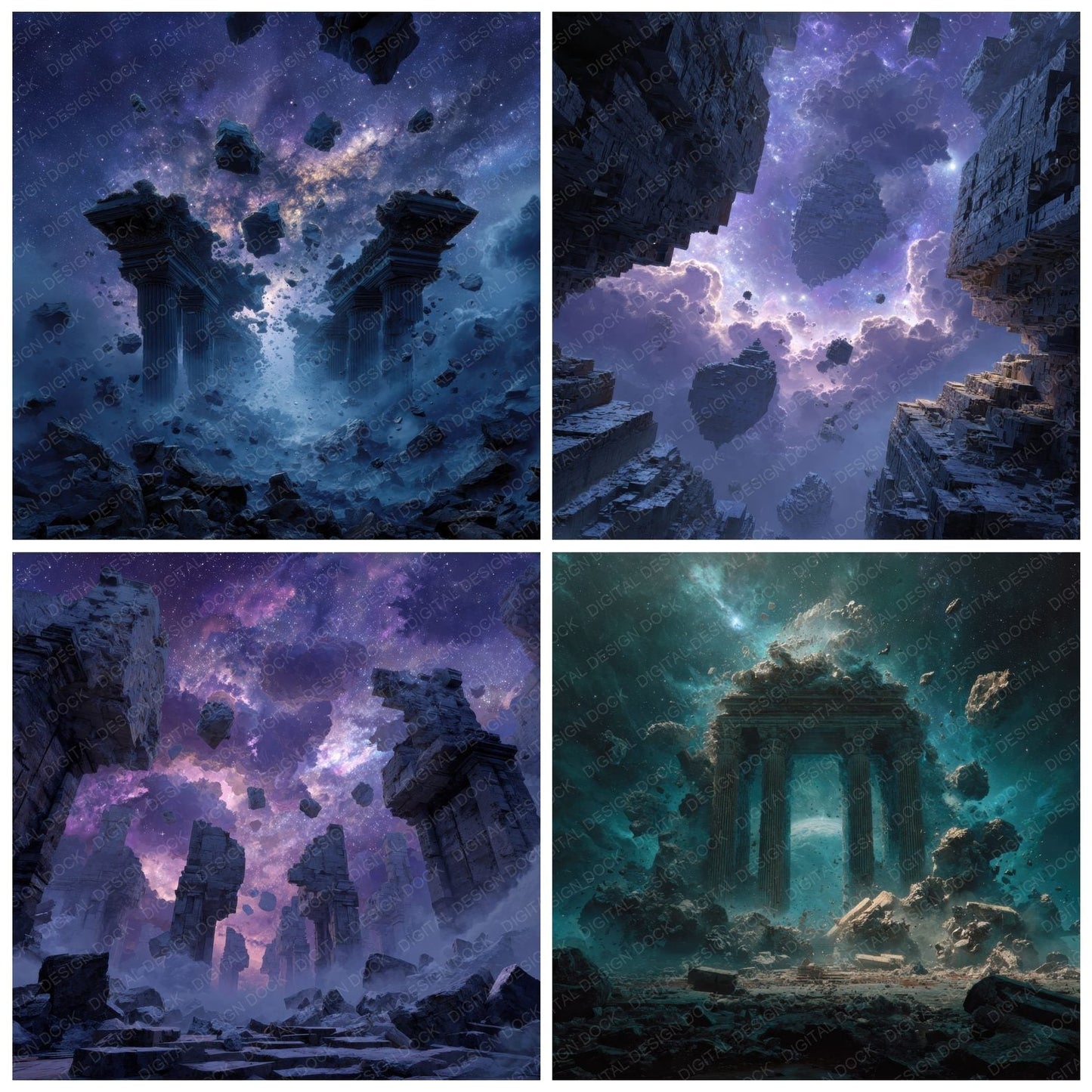 Space Temple Ruin Aurora Fragment Arch Digital Paper Pack (DDD003776)