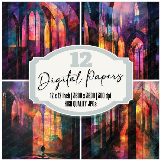 Stained Glass Fracture Digital Paper Pack (DDD003832)