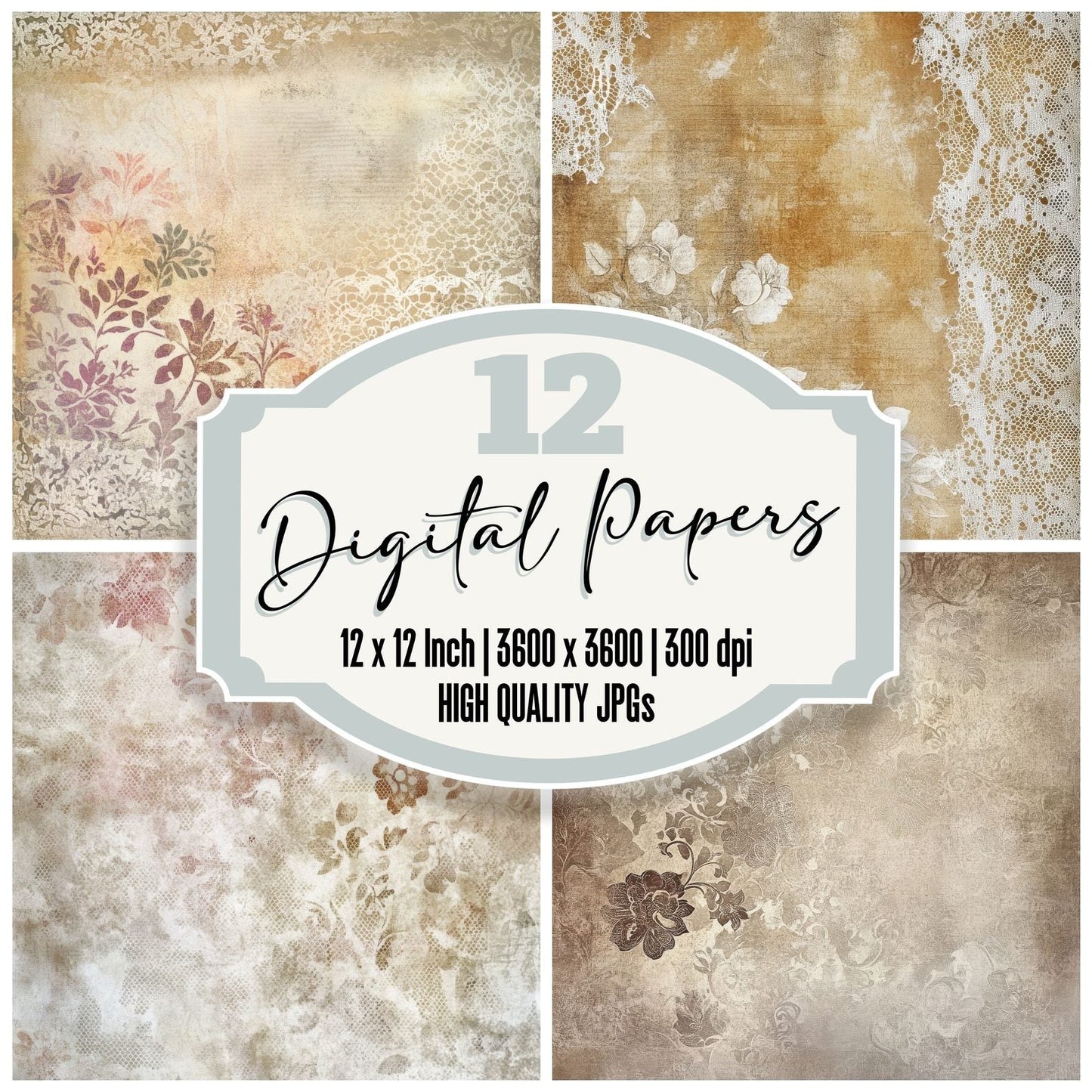Stained Lace Stencils Digital Paper Pack (DDD003834)