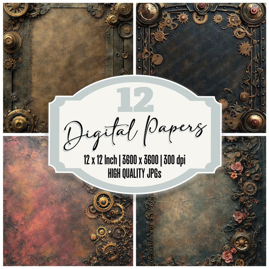 Steampunk Gears Digital Paper Pack (DDD003849)