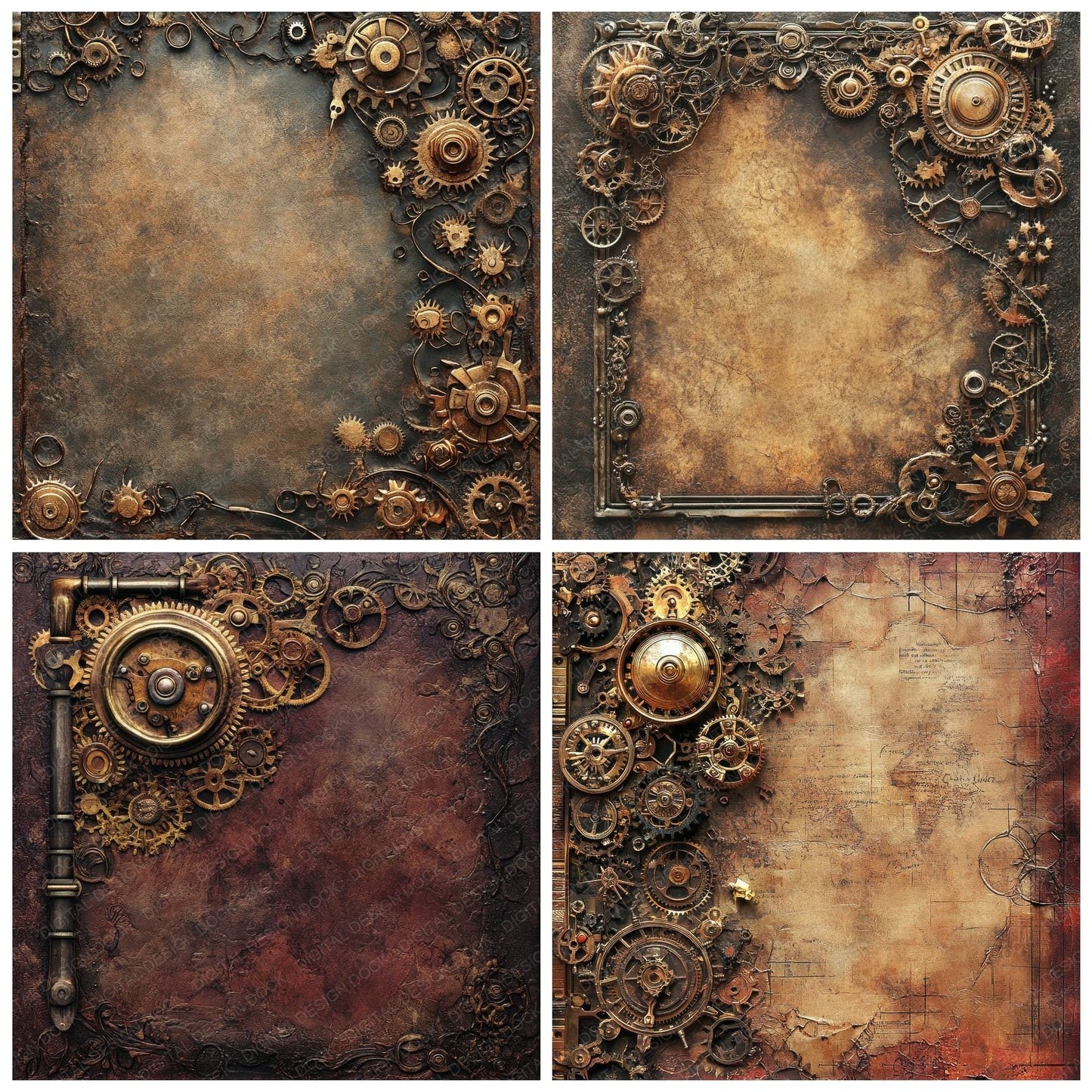 Steampunk Gears Digital Paper Pack (DDD003849)