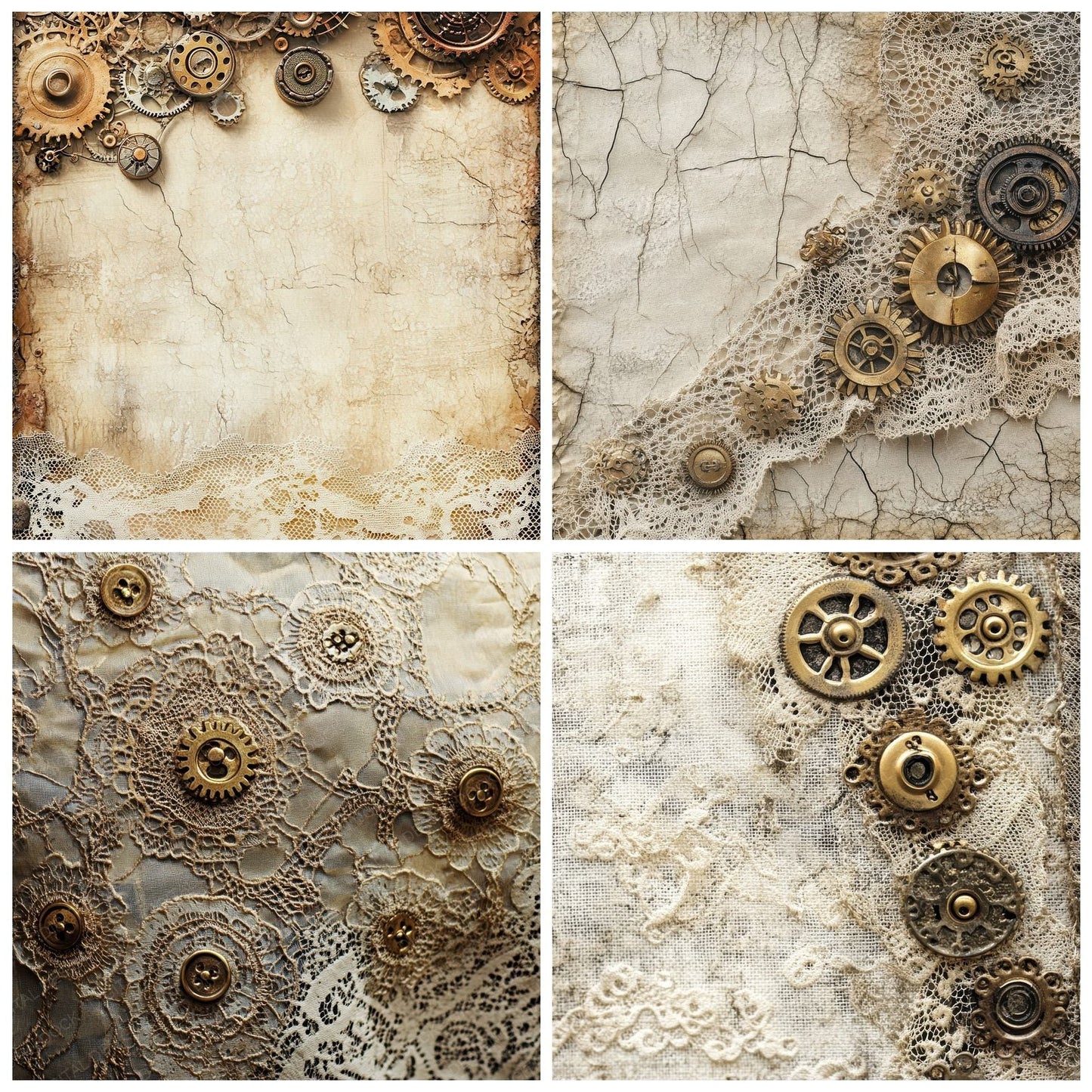 Steampunk Lace Background Digital Paper Pack (DDD003851)