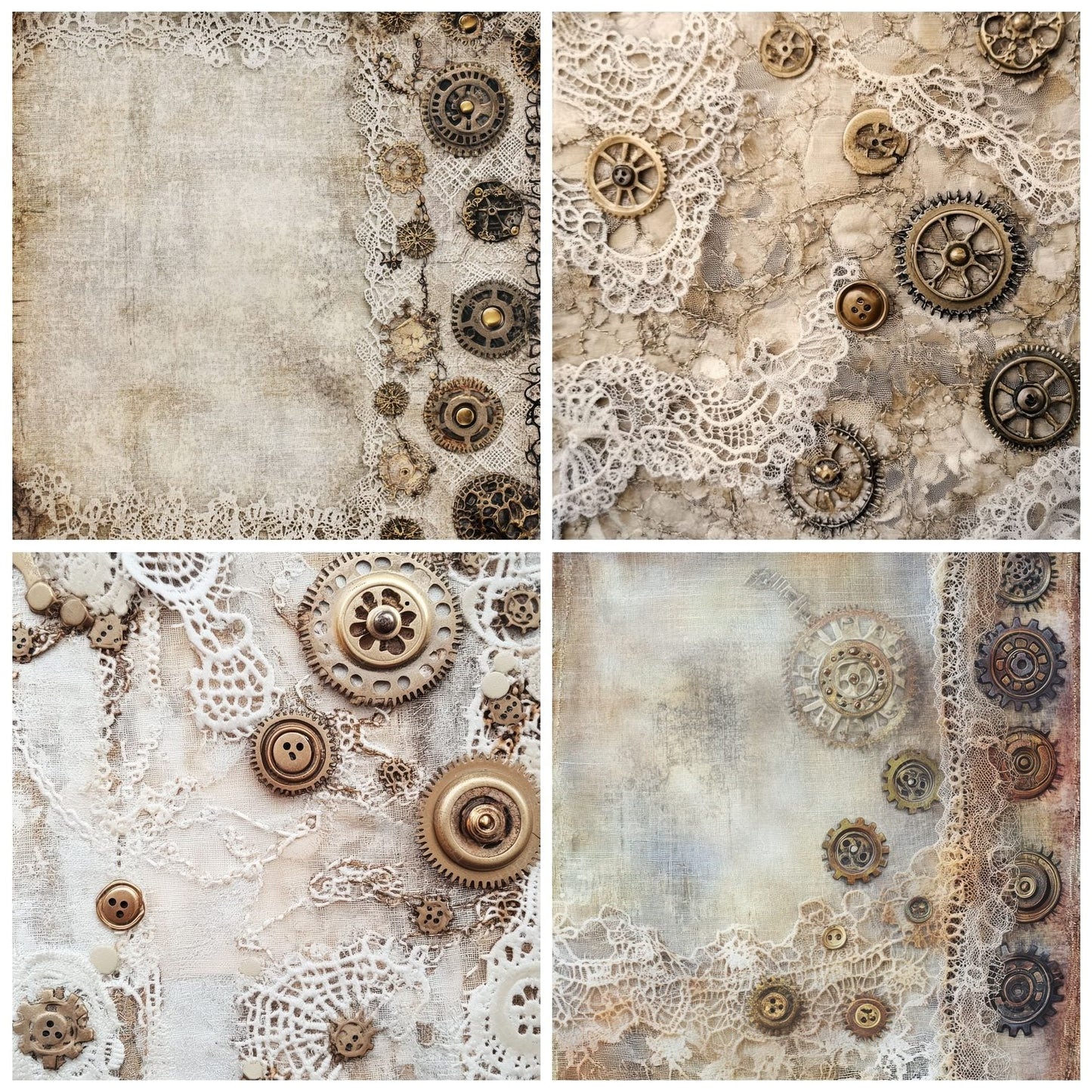 Steampunk Lace Background Digital Paper Pack (DDD003851)