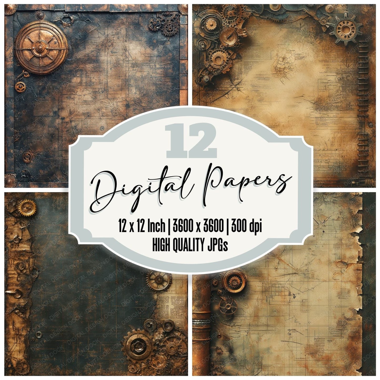 Steampunk Relic Digital Paper Pack (DDD003853)