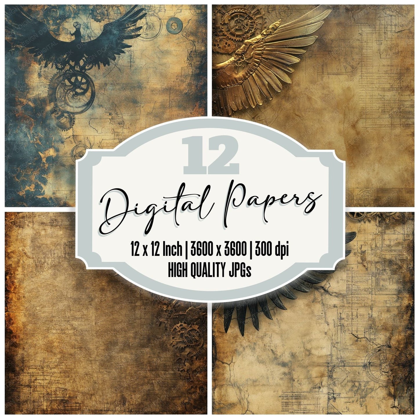 Steampunk Wings Digital Paper Pack (DDD003854)