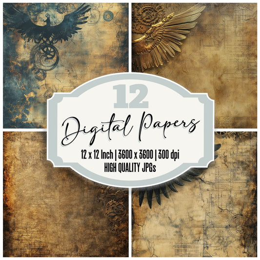 Steampunk Wings Digital Paper Pack (DDD003854)