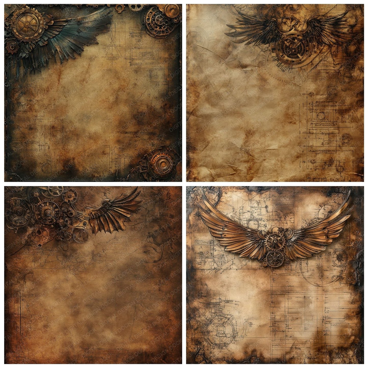 Steampunk Wings Digital Paper Pack (DDD003854)