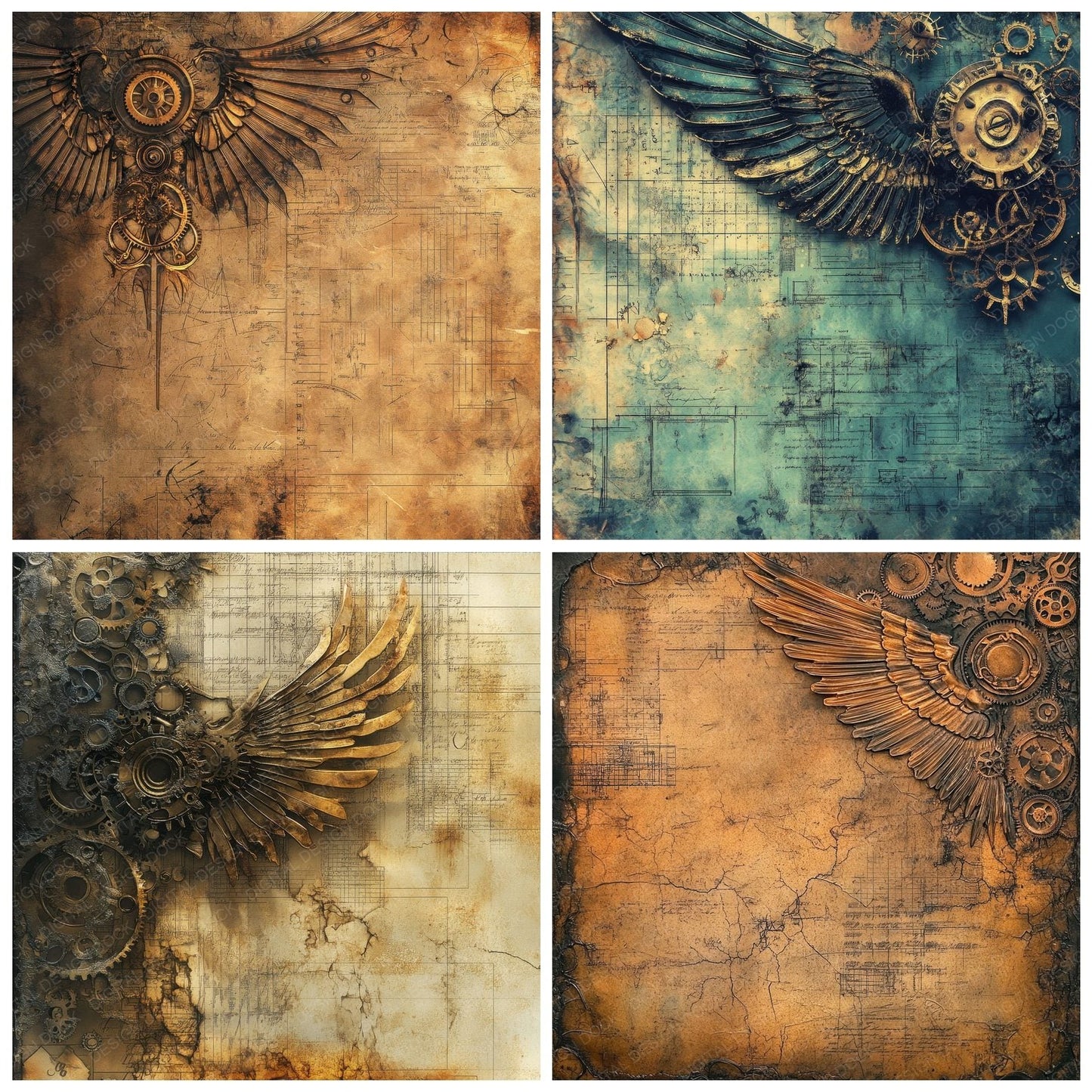 Steampunk Wings Digital Paper Pack (DDD003854)