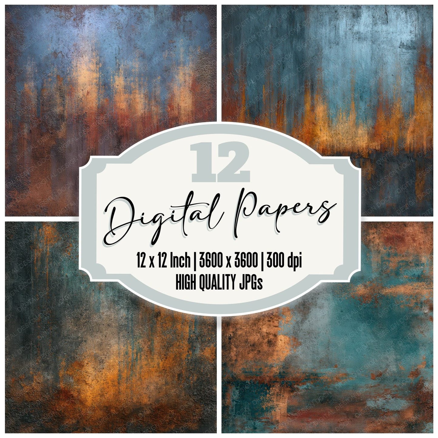 Steel Umber Corrode Mesh Digital Paper Pack (DDD003857)