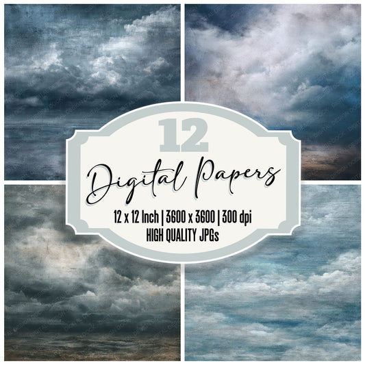 Storm Linen Watercloud Texture Digital Paper Pack (DDD003869)