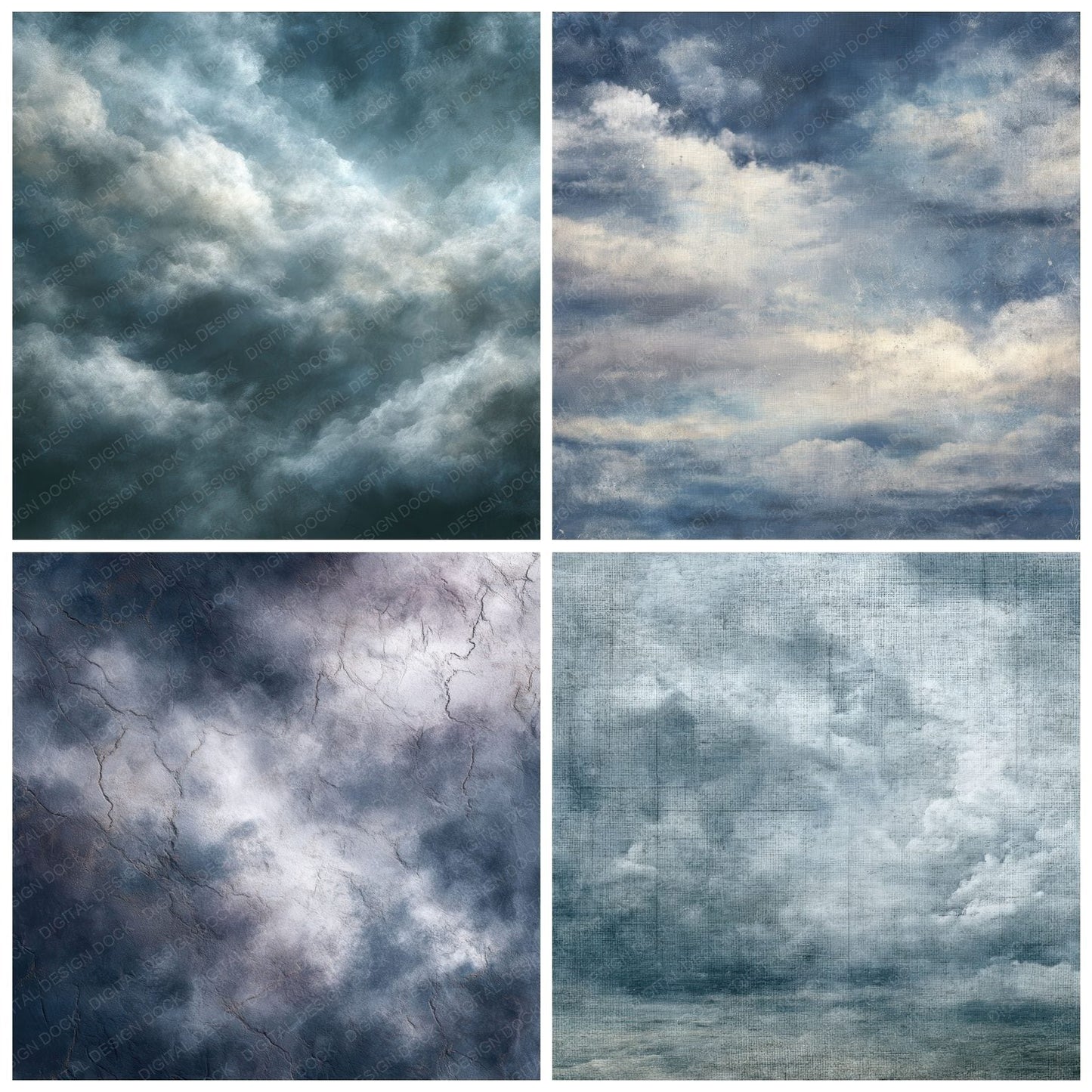 Storm Linen Watercloud Texture Digital Paper Pack (DDD003869)