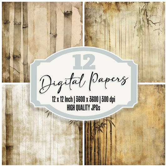 Storm Worn Bamboo Background Digital Paper Pack (DDD003872)
