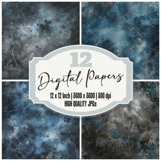 Stormy Night Sky Lightening Digital Paper Pack (DDD003874)
