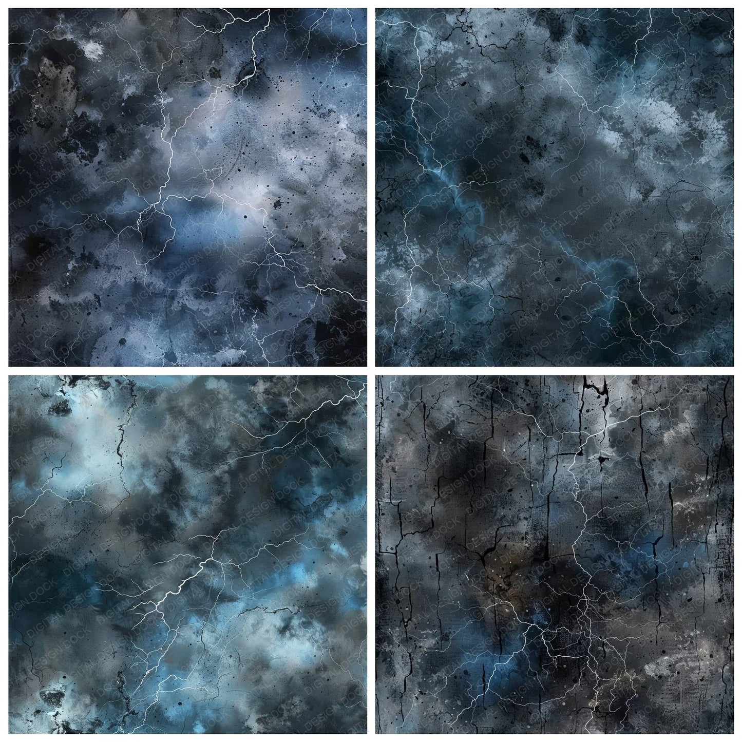 Stormy Night Sky Lightening Digital Paper Pack (DDD003874)
